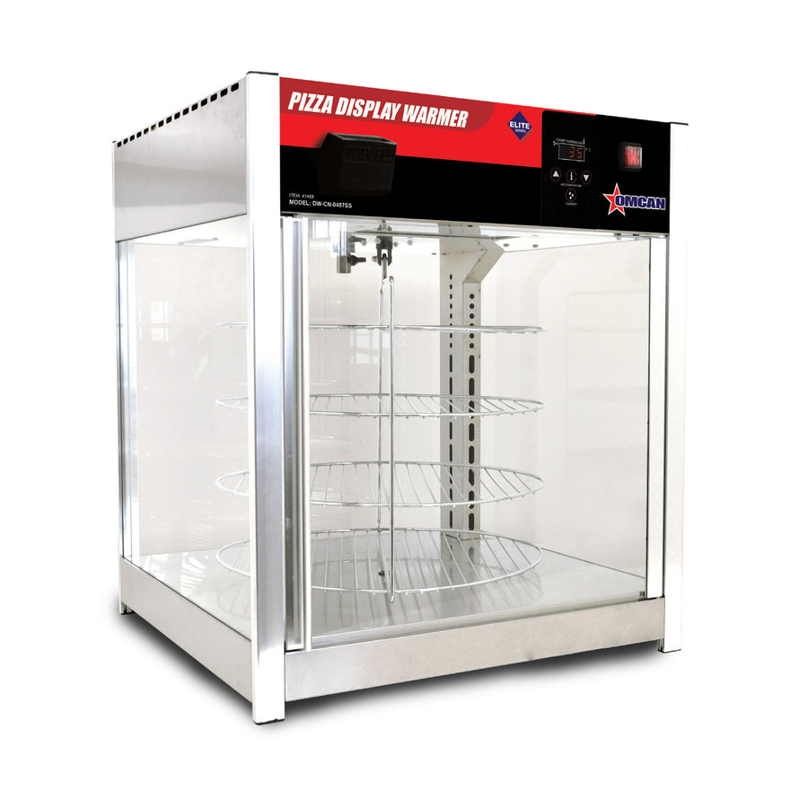 18” Pizza Display Warmer and Merchandiser Four Rotating Racks with Humidity – Omcan 41468 | Gator Chef Restaurant  Equipment and Kitchen Supply