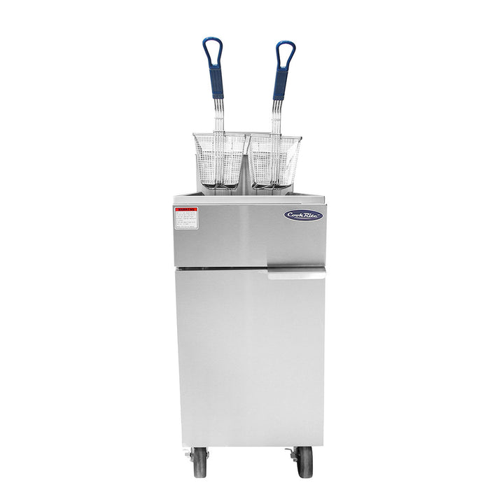 40 Lb. 3-Tube Natural Gas Floor Fryer 102,000 BTUs - Atosa ATFS-40-NG-Front View