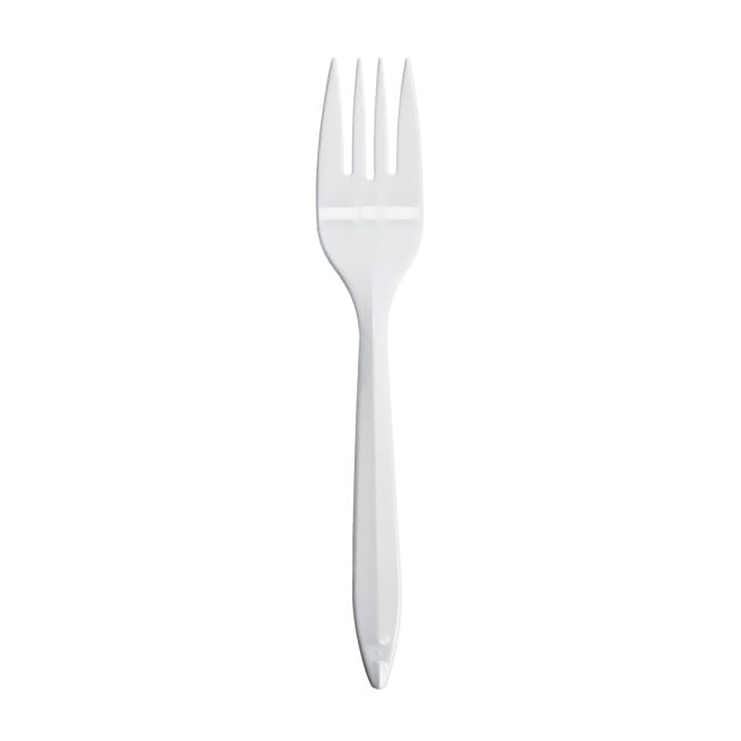 Medium Weight White Plastic Fork – Sold 1000 Forks per Case | Gator Chef Restaurant Equipment & Kitchen Supplies