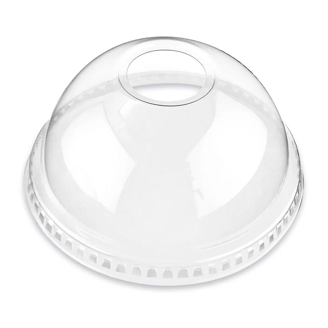 12-24 Oz Clear PET Plastic Dome Lid with 1” Hole  – Sold 1000 Lids per Case | Gator Chef Restaurant Equipment & Kitchen Supplies