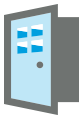 Light blue and gray open door icon