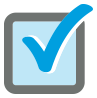 Light blue and gray open checkbox with checkmark icon