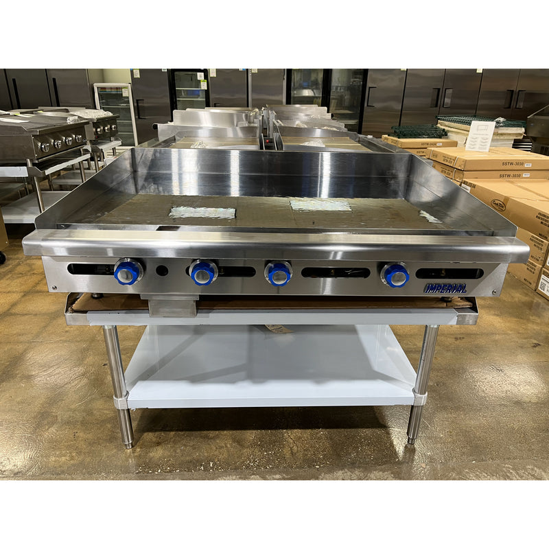 USED 48” W x 30" D Thermostatic Commercial Griddle with 1" Thick Chrome Mirror Finish Flat Top Nat. Gas (Imperial ITG4830CG)
