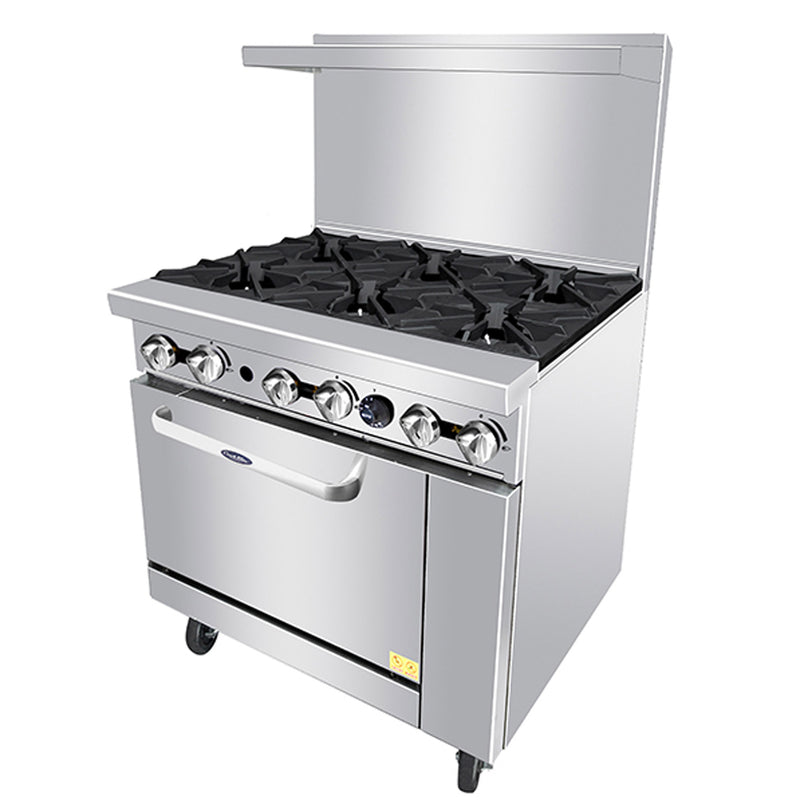 Right-Side View - 36" Wide Commercial 6-Burner Restaurant Range with Standard Oven - Atosa AGR-6B-NG
