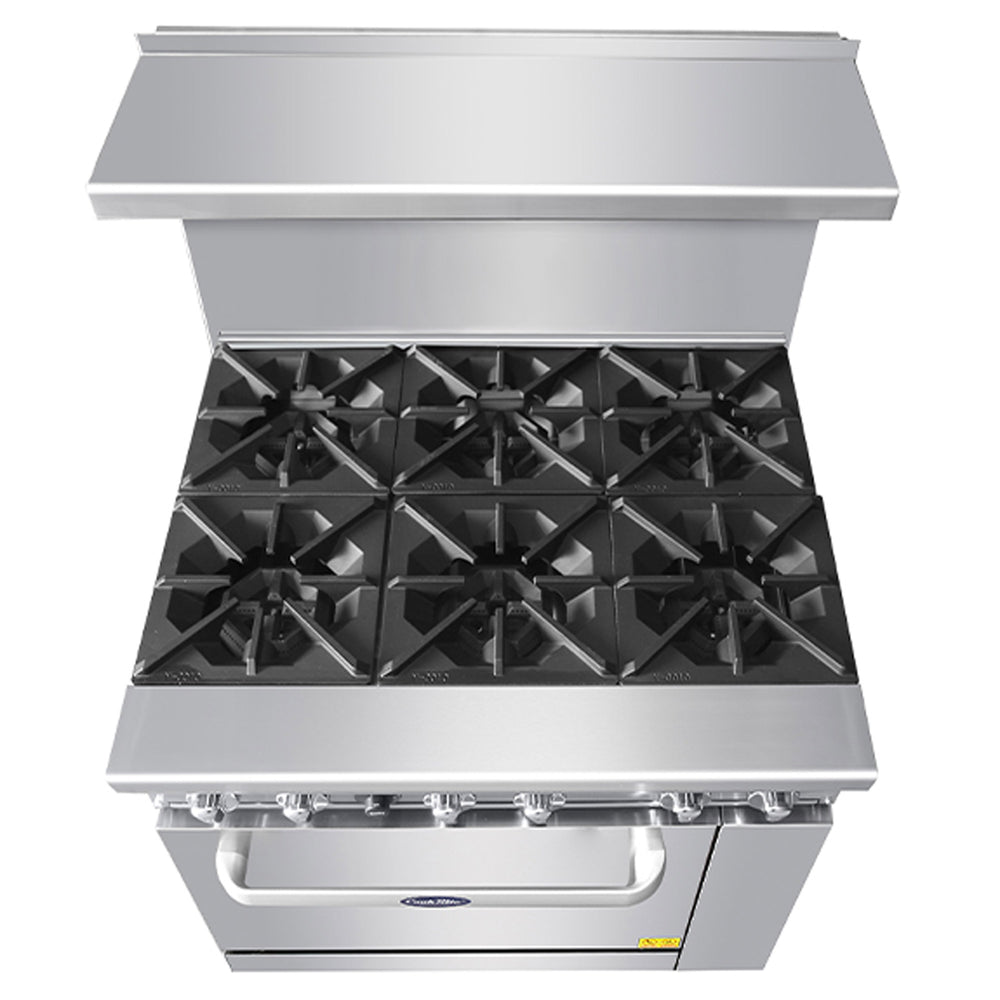 Burner Top View - 36" Wide Commercial 6-Burner Restaurant Range with Standard Oven - Atosa AGR-6B-NG