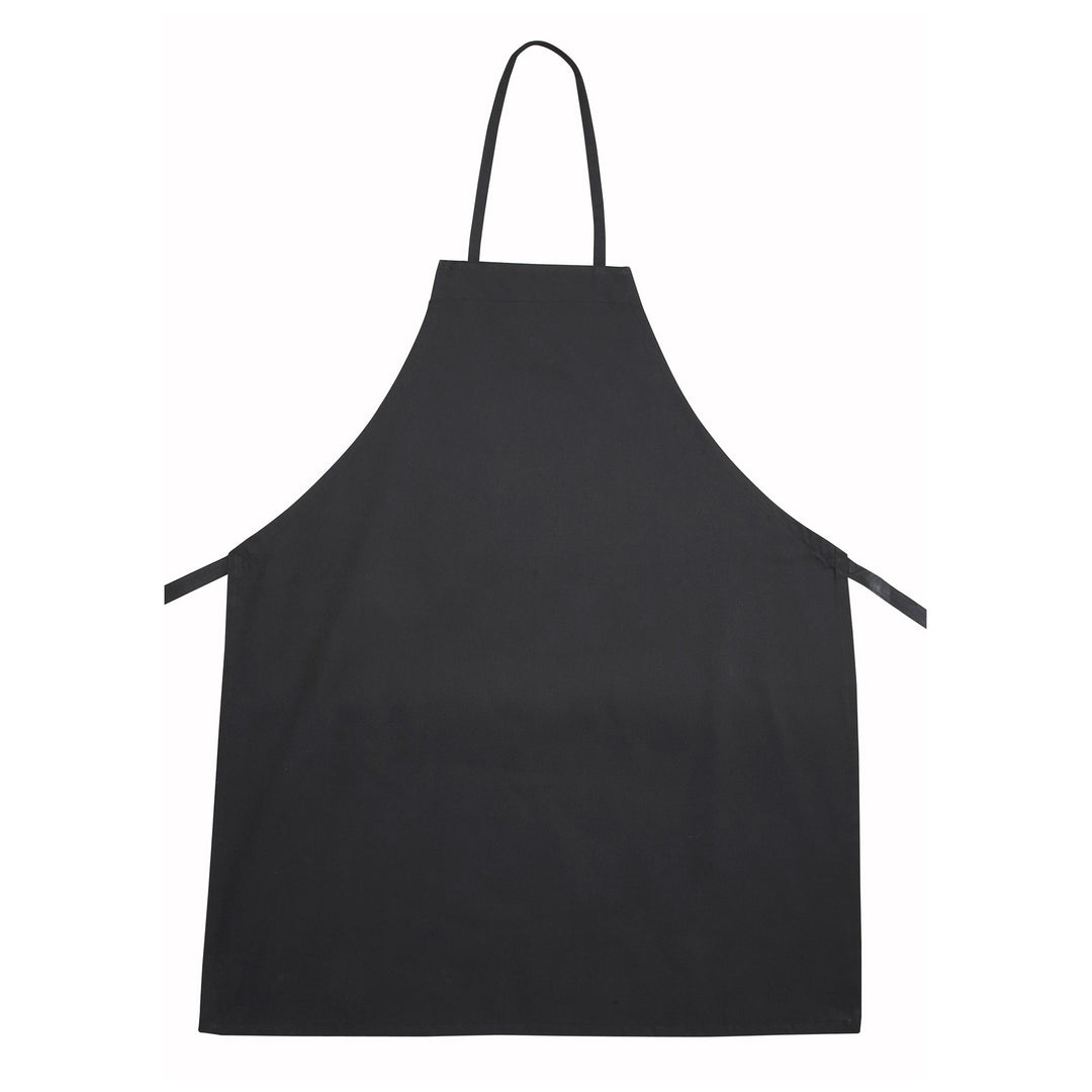 Signature Chef Black Full-Length Bib Apron, No Pockets (Winco BA-3226BK)