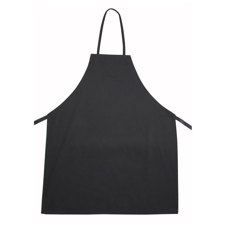 Signature Chef Black Full-Length Bib Apron, No Pockets (Winco BA-3226BK)