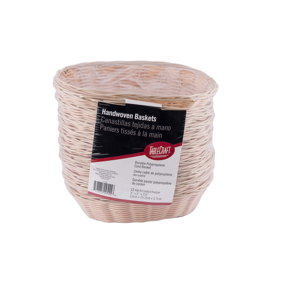 TableCraft 9” Oval Dinner Roll Basket (TableCraft C1174W)