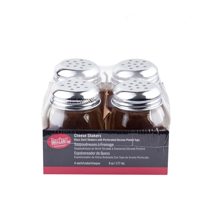 TableCraft 6 Oz. Swirl Glass Cheese Shaker, 4-Pack (TableCraft C260-4)