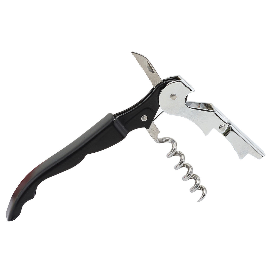 Winco Double Hinged Waiter's Corkscrew with Black Handle (Winco CO-720)