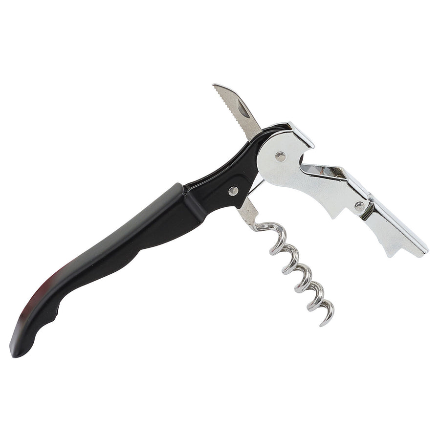 Winco Double Hinged Waiter's Corkscrew with Black Handle (Winco CO-720)