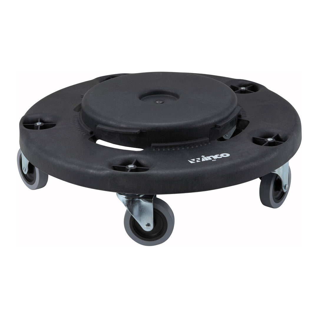 Winco 18" Round Plastic Trash Can Dolly, Black (Winco DLR-18)