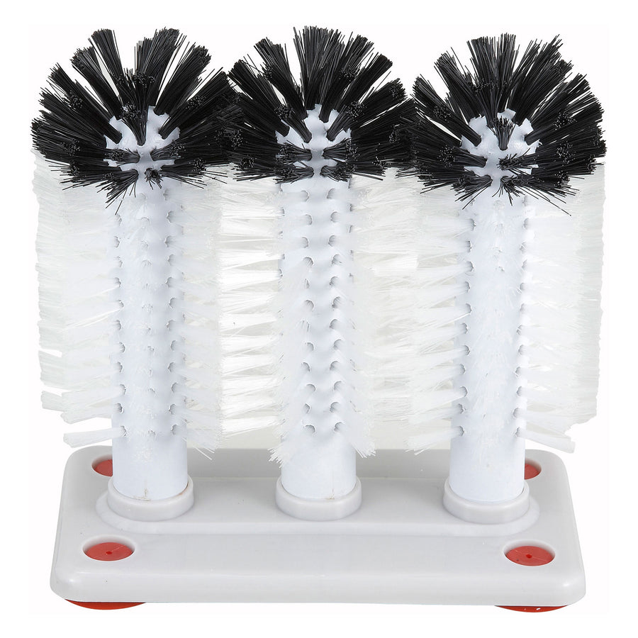 Winco Manual 3-Brush Glass Washer with Plastic Base (Winco GWB-3)