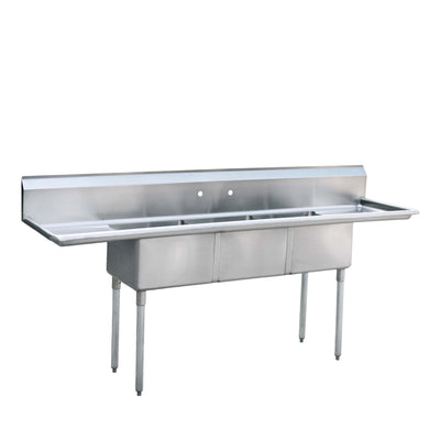MixRite 3-Compartment Sink with Drainboards (Atosa MRSA-3-D)