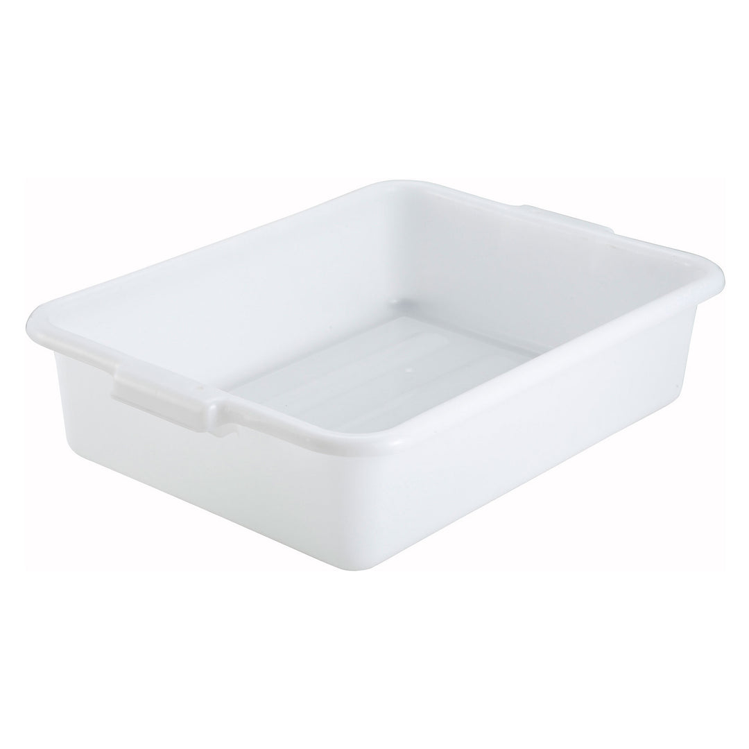 Winco 20-1/4" x 15-1/2" x 5" White Polypropylene Bus Tub/Dish Box (Winco PL-5W)