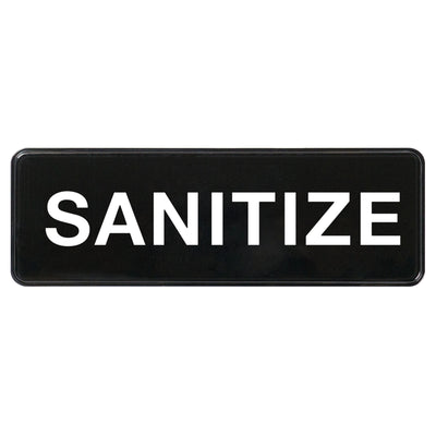 Winco 9" x 3" Black and White "Sanitize" Information Sign (Winco SGN-329)