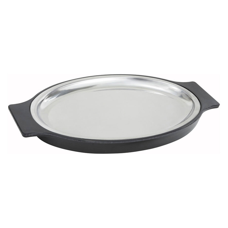 Winco 11" Oval Sizzling Platter and Underliner Set (Winco SIZ-11ST)