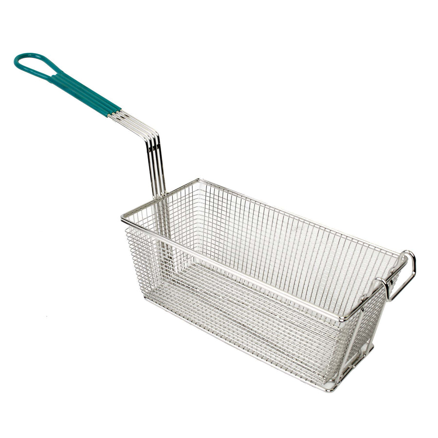 Thunder Group 13” x 6-5/8” Rectangular Fry Basket with Green Handle (Thunder Group SLFB004)
