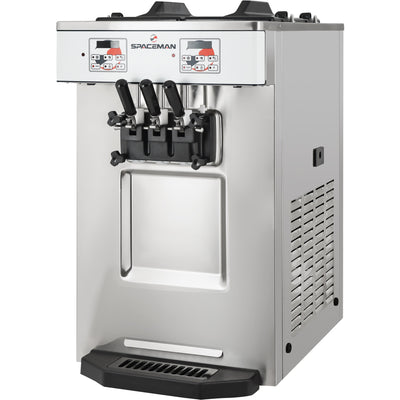 2-Flavor with Twist Soft Serve Ice Cream Machine – Capacity 340 4-Oz. Servings/hour, Gravity Feed, 208-230 VAC, 1-Phase (Spaceman Model 6235-C)