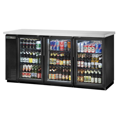 True 73" Narrow Glass Door Back Bar Refrigerator (True Mfg. TBB-24-72G-HC-LD)