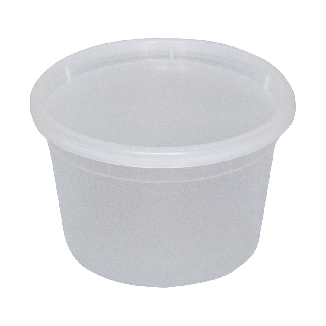 16 Oz Plastic Deli and Soup Container with Lid White Translucent -TG-PC-12 | Sold By Gator Chef