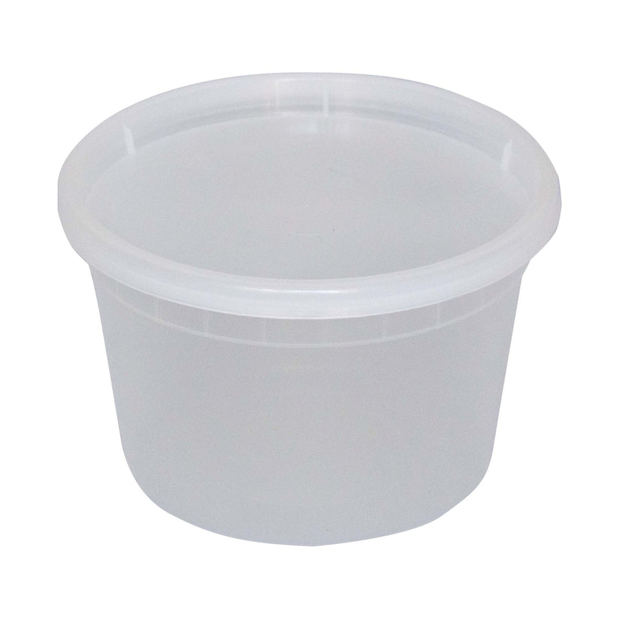 16 Oz Plastic Deli and Soup Container with Lid White Translucent -TG-PC-12 | Sold By Gator Chef