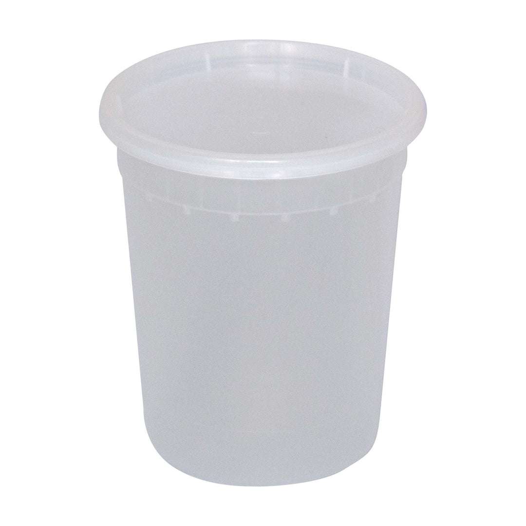 32 Oz Plastic Deli and Soup Container with Lid White Translucent -TG-PC-12 | Sold By Gator Chef