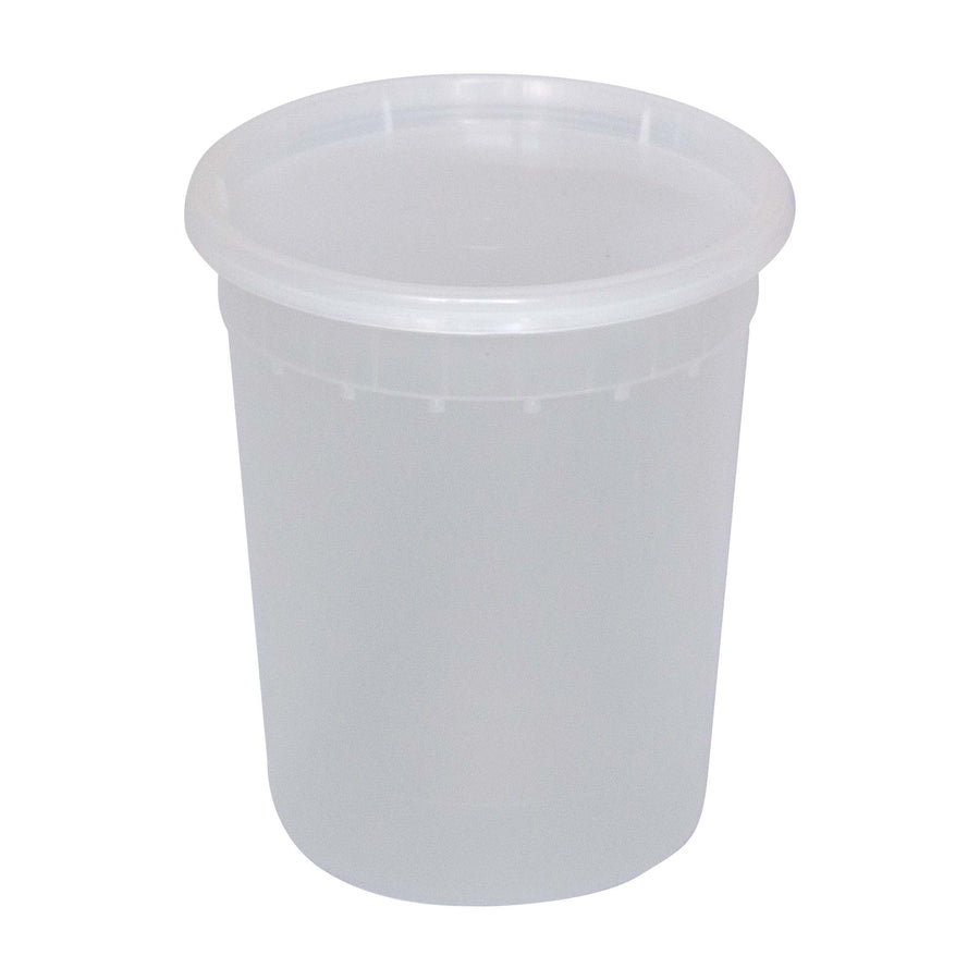 32 Oz Plastic Deli and Soup Container with Lid White Translucent -TG-PC-12 | Sold By Gator Chef