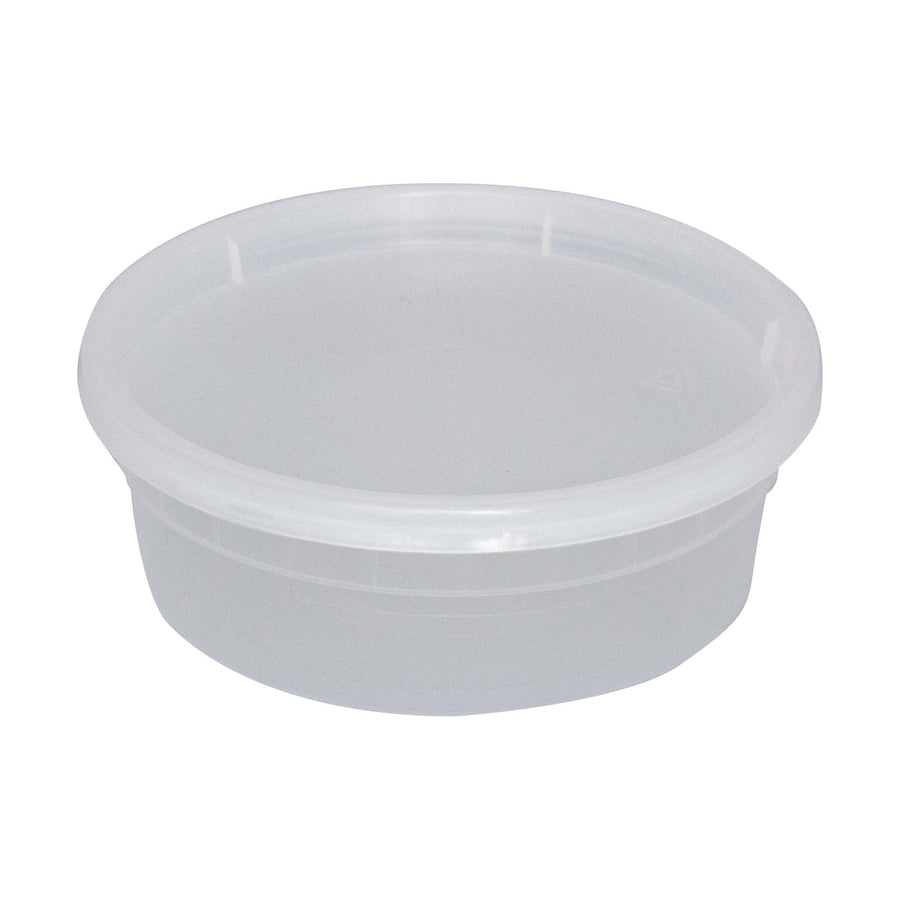 8 Oz Plastic Deli and Soup Container with Lid White Translucent -TG-PC-12 | Sold By Gator Chef