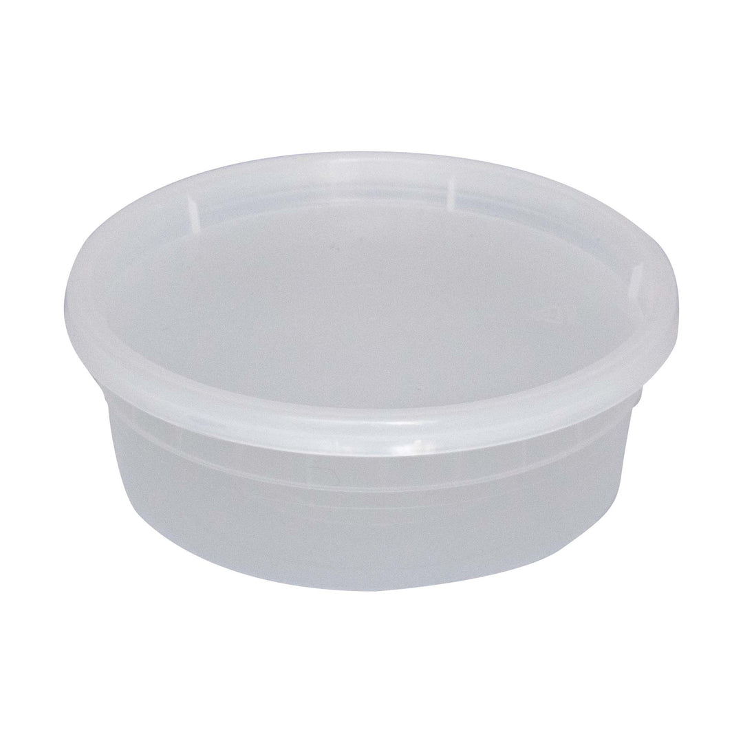 8 Oz Plastic Deli and Soup Container with Lid White Translucent -TG-PC-12 | Sold By Gator Chef