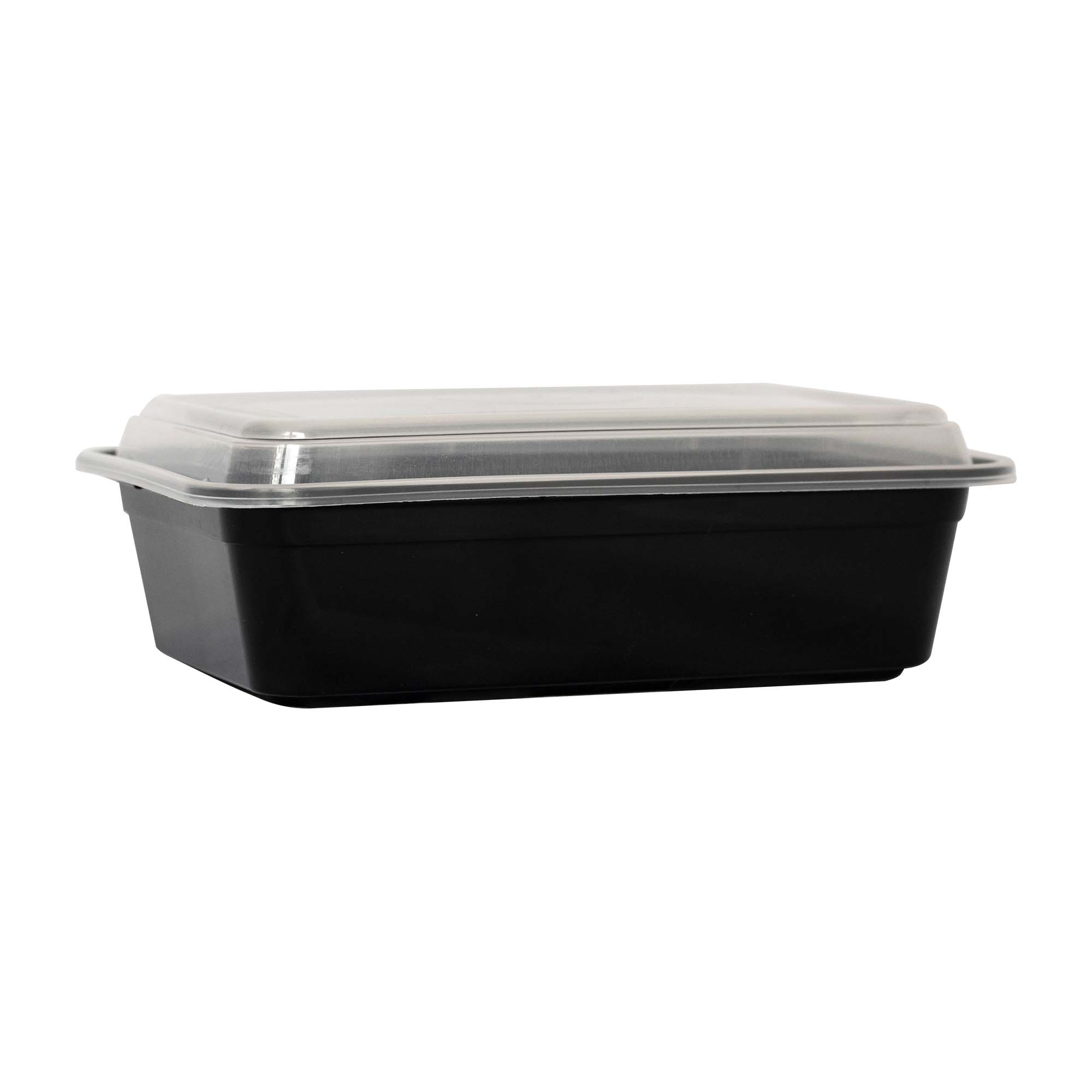 Choice 38 oz. Black Rectangular Microwavable Heavy Weight Container with  Lid 8 3/4 x 6 1/4 x 2 - 150/Case