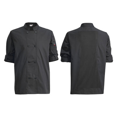 Signature Chef Tapered Fit Ventilated Chef Jacket, Black, Extra Large (Winco UNF-12KXL)