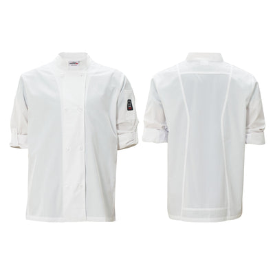 Signature Chef Tapered Fit Ventilated Chef Jacket, White, Large (Winco UNF-12WL)