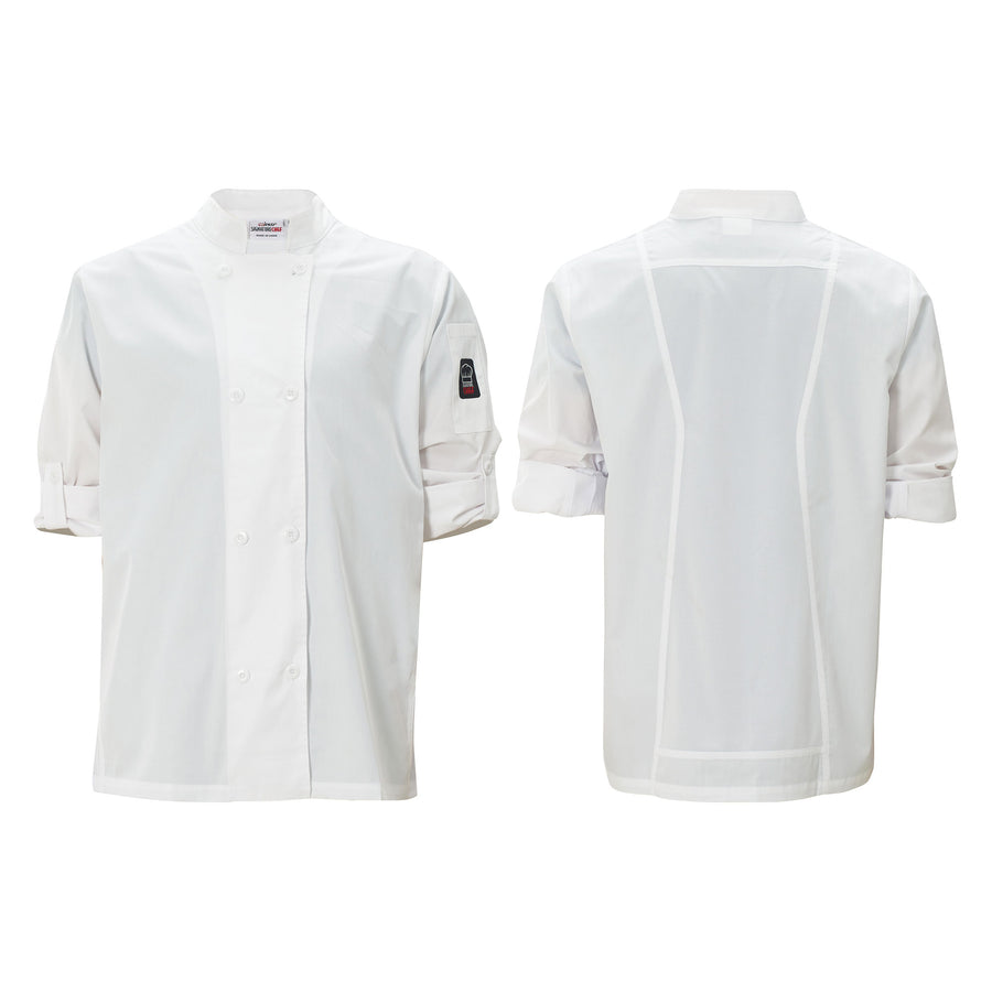 Signature Chef Tapered Fit Ventilated Chef Jacket, White, Medium (Winco UNF-12WM)