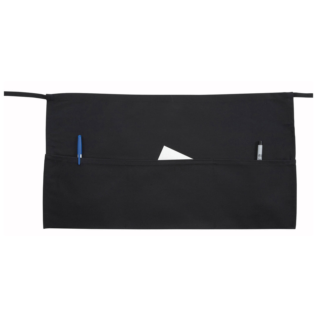 Signature Chef 12-1/2"x 21-3/4" 3-Pocket Waist Apron, Black (Winco WA-1221)