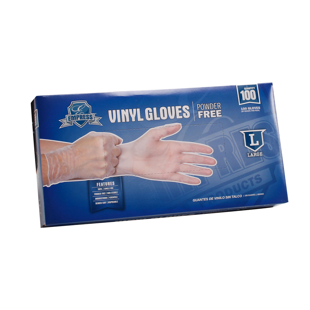 Empress EVPFL4003 Large Clear Powder-Free Vinyl Gloves