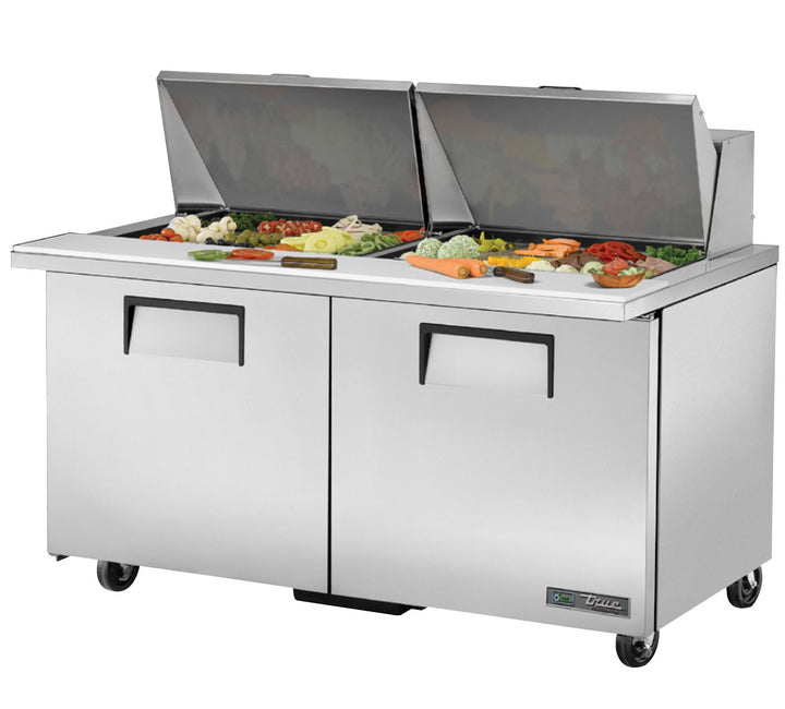 True TSSU-60-24M-B-ST-HC 60" Mega Top Refrigerated Sandwich Prep Table – 2 Door, Stainless Steel, Made in USA