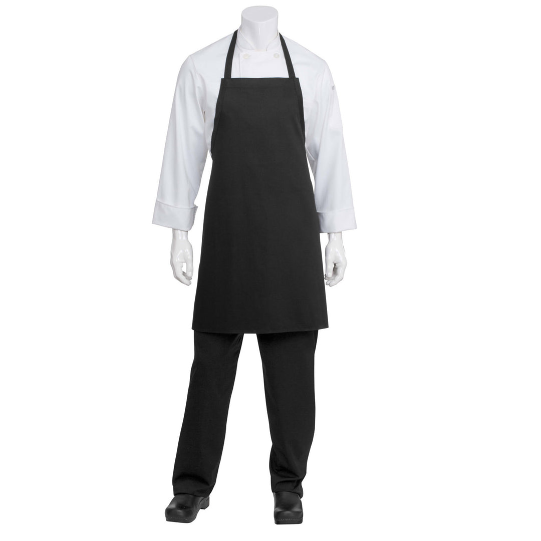 Chef Works Bib Apron No Pockets APKBL-BLK-0, Durable Poly/Cotton Blend - Black