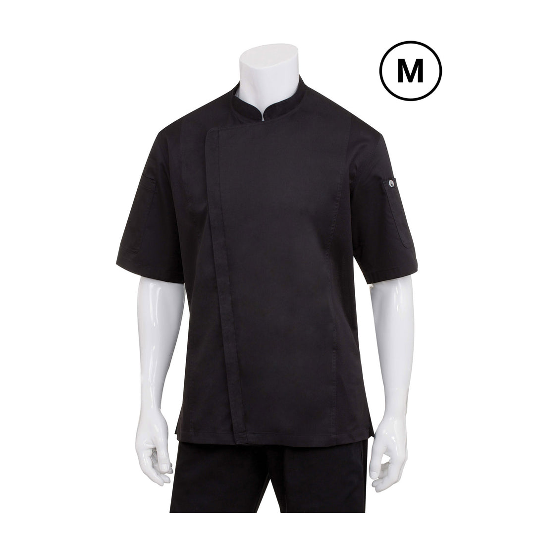Chef Works Springfield Chef Coat BCSZ009-BLK-M, Cool Vent™ Design Single Breast Short Sleeve - Black - Medium Size