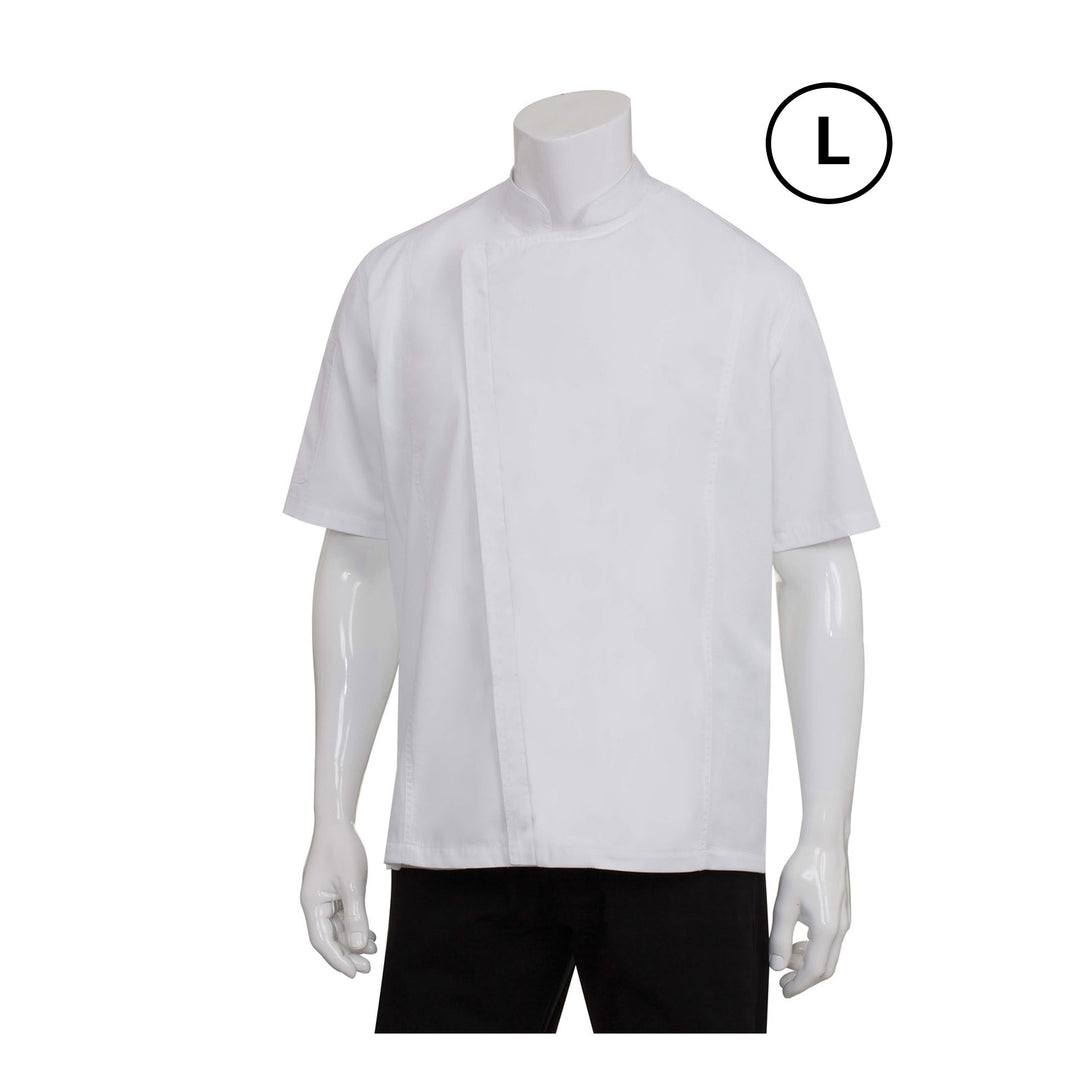 Chef Works Springfield Chef Coat BCSZ009-WHT-L, Cool Vent™ Design Single Breast Short Sleeve - White - Large Size