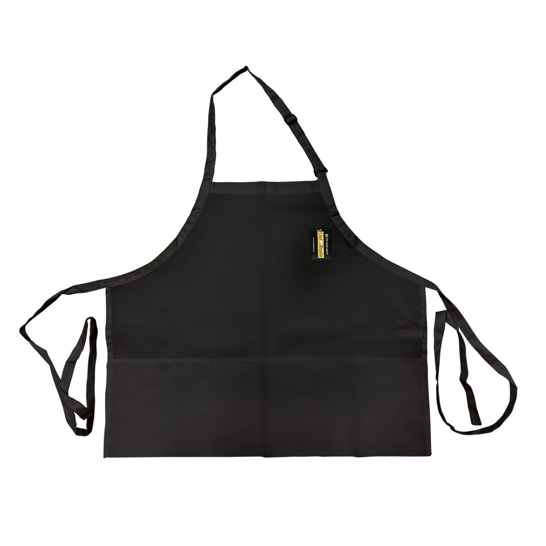 Thunder Group CA2427BK Mid-length Bib Apron with 3-Pockets 27-1/2” Long - Black