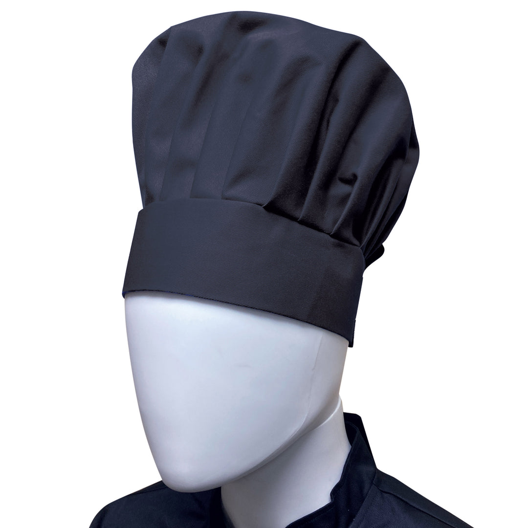 Thunder Group CH013BK Classic Pleated Design Chef Hat Adjustable Velcro Band - Black