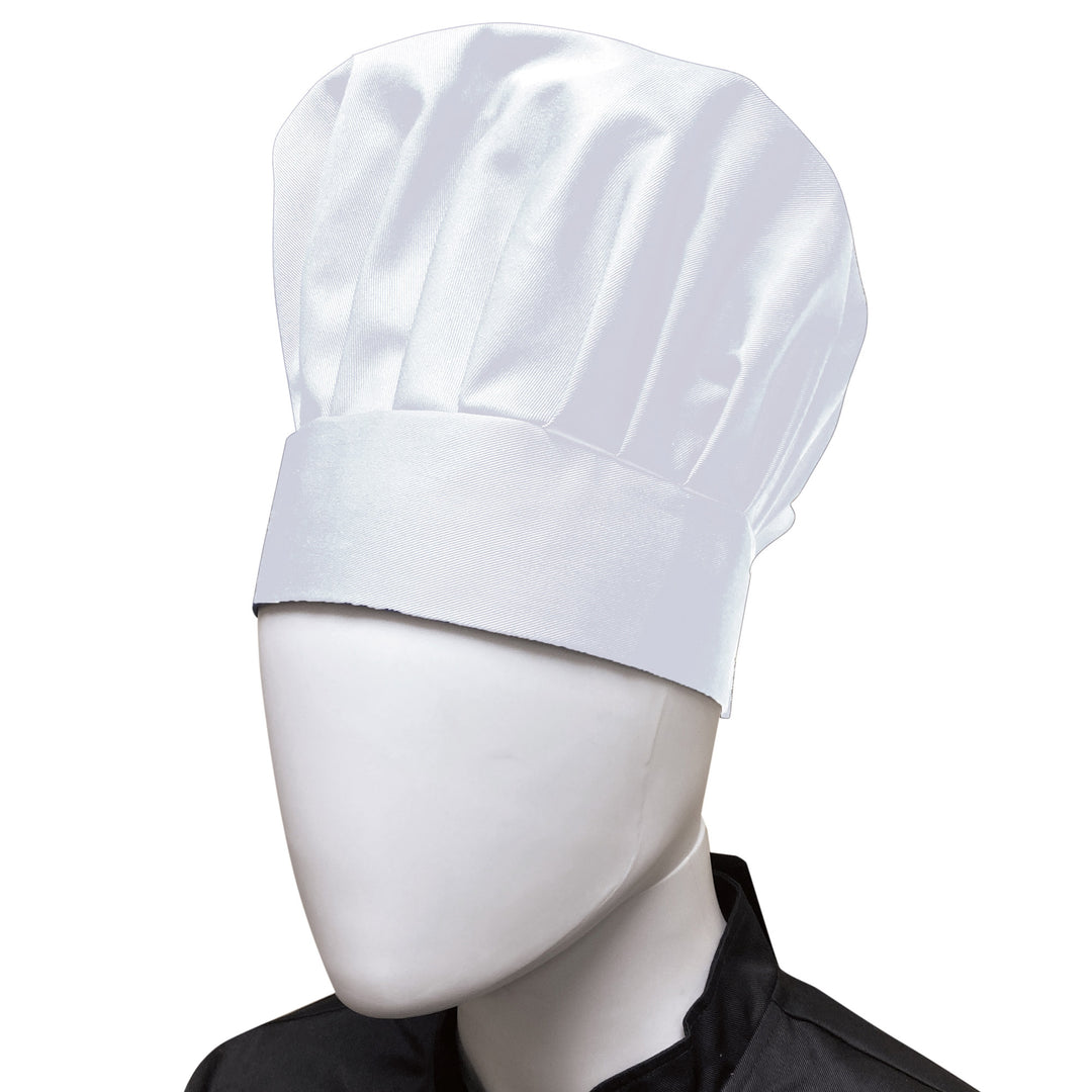 Thunder Group CH013WH Classic Pleated Design Chef Hat Adjustable Velcro Band - White