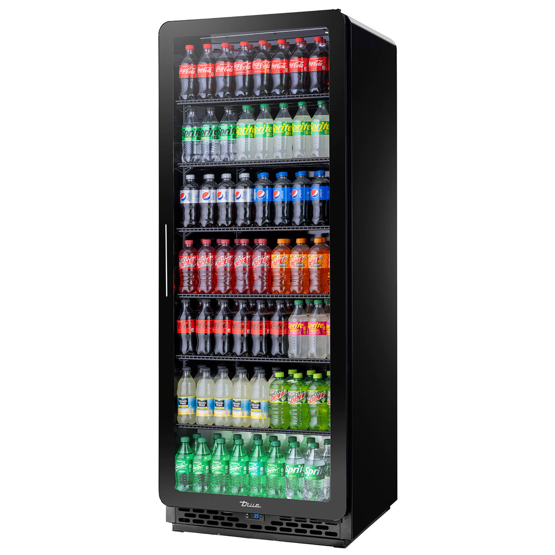 True CVM-27-HC~EGC01 27" Curved Glass Refrigerated Merchandiser with LED Lighting & Black Interior – Made in USA
