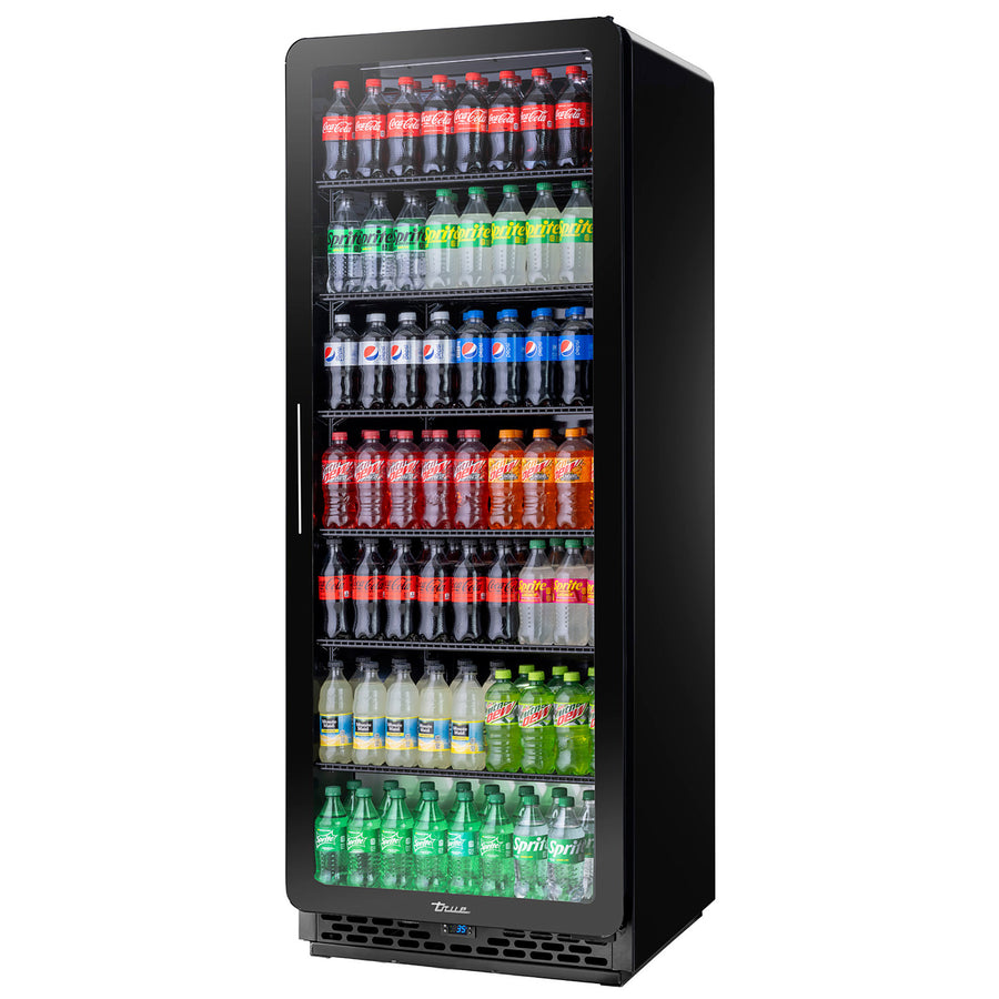 True CVM-27-HC~EGC01 27" Curved Glass Refrigerated Merchandiser with LED Lighting & Black Interior – Made in USA