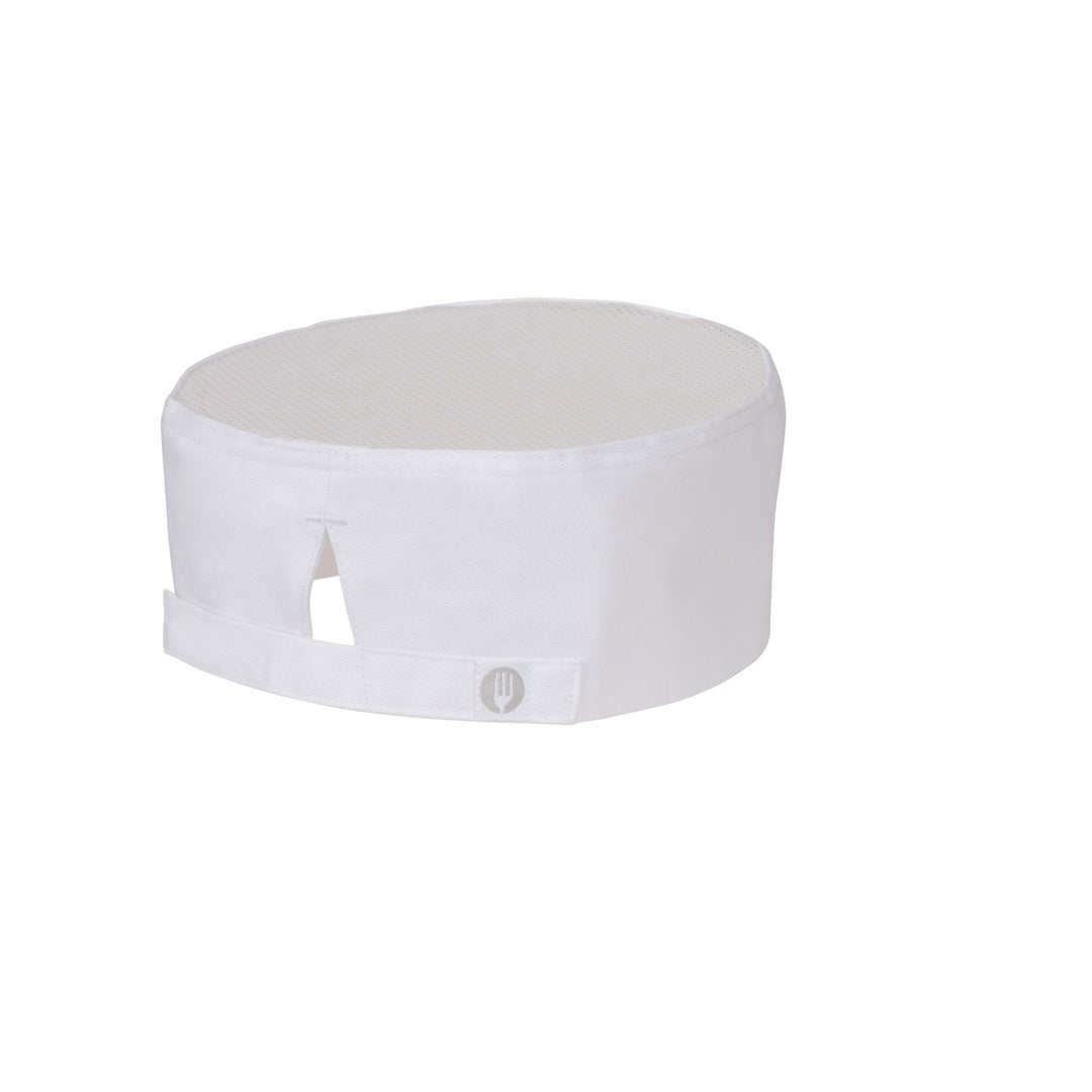 Chef Works DFBB-WHT-0 Beanie Cap with Cool Vent™ Mesh Top Velcro Adjustable  Fit Band - White