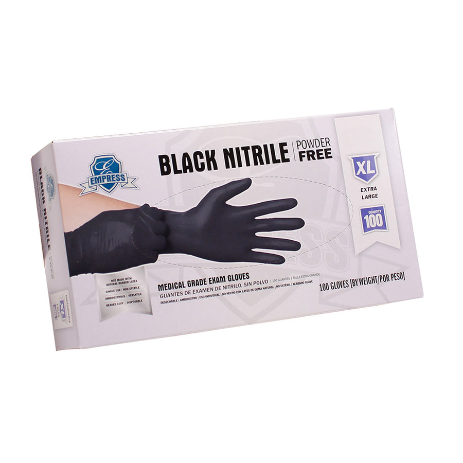 Empress ENGPPFXL2004BLK Extra-Large Black Powder-Free Nitrile Gloves