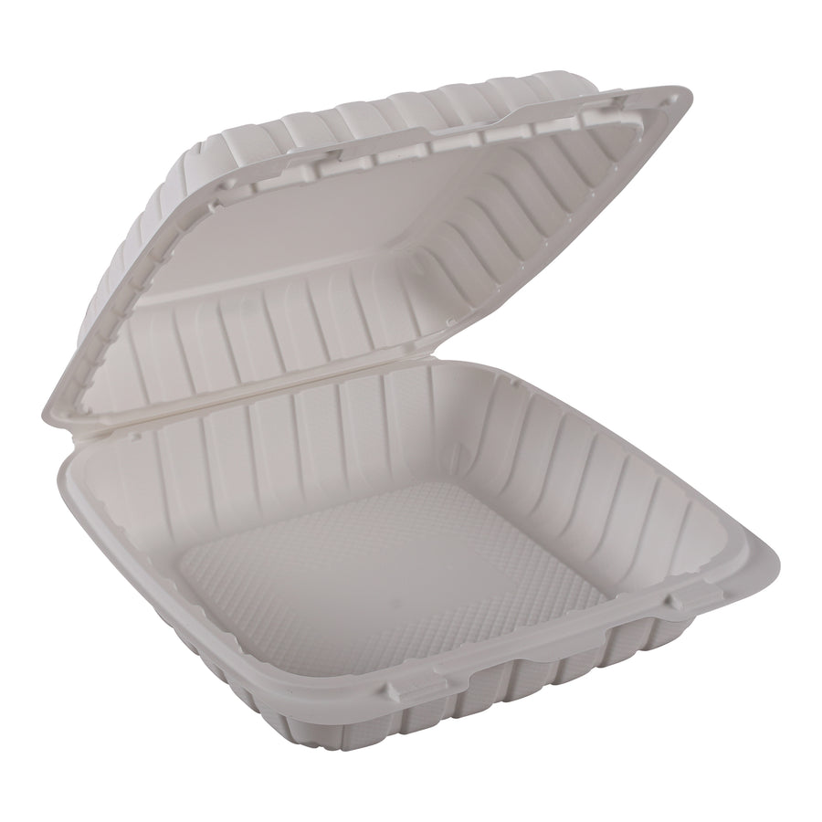 HPC HPCMF91 9"x9"x3" Mineral-Filled Polypropylene with Hinged Lid Takeout Container Cream/Beige - 150/Case