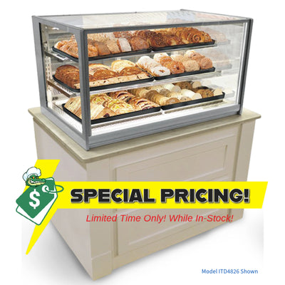 Special Pricing Banner for Federal Industries ITD4834 Italian Style 48" Countertop Dry Bakery Display Case (Condition: Demo Unit - Never Used)