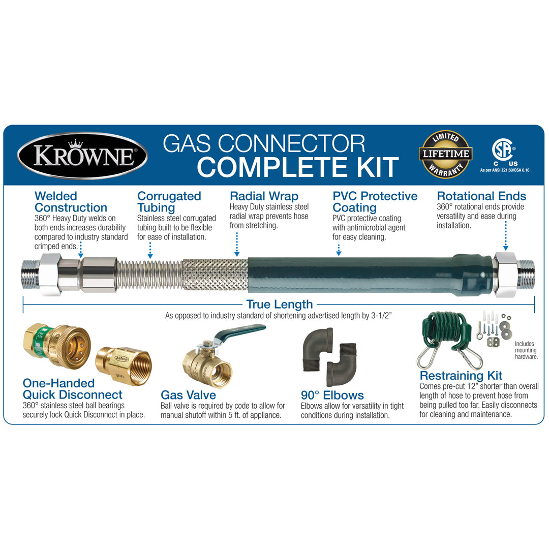 Krowne M7548K Commercial Gas Hose Component Diagram